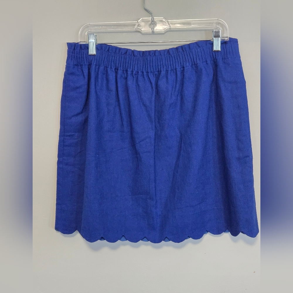 J. Crew Scalloped Hem NWT Royal Blue Linen Blend Women’s Skirt Size 12 Mini